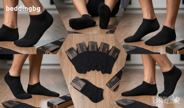 Комплект 5 чифта Мъжки Памучни Терлици de Sign A011 – Черни