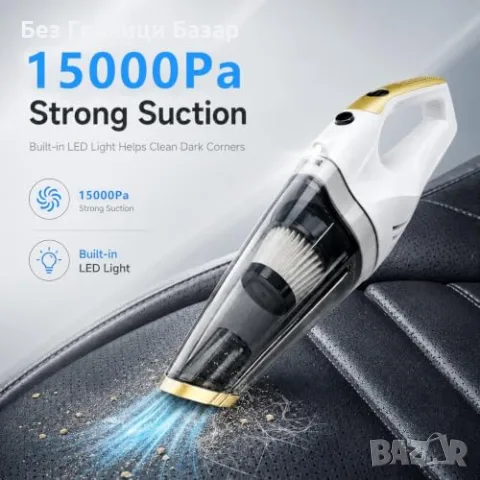 Нова Портативна прахосмукачка за автомобил 15000Pa с 3 накрайника за почистване, снимка 3 - Прахосмукачки - 55852747