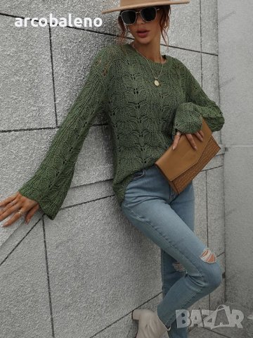 Дамски свободен пуловер с кръгло деколте, 3цвята - 023, снимка 9 - Блузи с дълъг ръкав и пуловери - 42926615