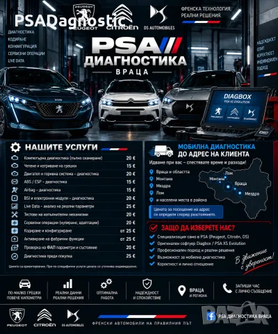 Специализирана автодиагностика за Peugeot • Citroën • DS, снимка 2 - Сервизни услуги - 55985111
