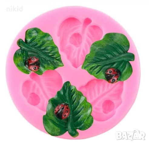 Листо с калинка силиконов молд форма декор украса сладки фондан мъфини и шоколад