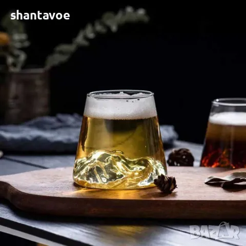 Чаша за уиски с релефно дъно планински връх , снимка 4 - Чаши - 49368544