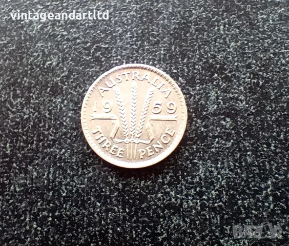 3 пенса 1959, Австралия, срeбро, сребърна монета, снимка 1