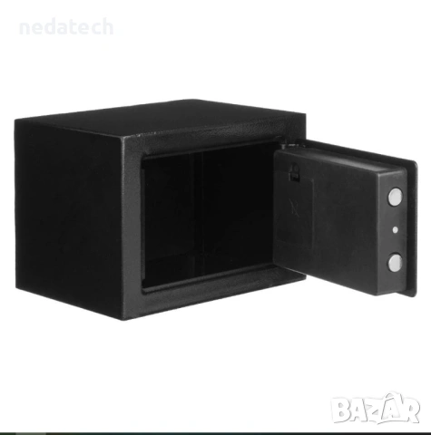 Сейф с ключ и комбинация, 17x17x23 см, черен, снимка 3 - Други стоки за дома - 53123055