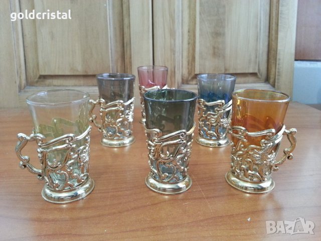 Стъклени чаши чашки цветно стъкло, снимка 1 - Сервизи - 36770389