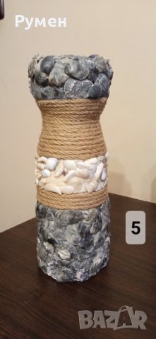 Ръчно изработени вази с натурал. морски материали , снимка 6 - Вази - 40620577
