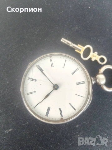 Швейцарски СРЕБЪРЕН джобен часовник 1900г. с ключе - 10 РУБИНА - ПРОМОЦИЯ, снимка 2 - Джобни - 50040697