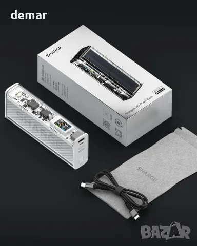 Външна батерия SHARGE Shargeek 140W Power Bank 20000mah, смарт дисплей, снимка 6 - Външни батерии - 47555132