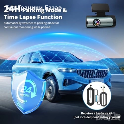 Нова Авто Двойна камера за кола 1080P с WiFi, 3" екран и паркинг режим, снимка 5 - Друга електроника - 52081078