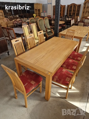 К-т Масивна Разтегателна Трапезна Маса с 8 бр.Стола-внос от Германия!, снимка 2 - Маси - 52152830