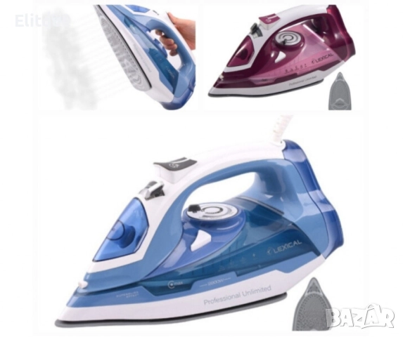 Парна ютия – 2200W, керамична плоча, 380мл резервоар, лилава и синя