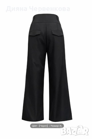 👖 Дамски елегантен черен панталон с висока талия, размер XL (БГ №46–48)., снимка 2 - Панталони - 53056557