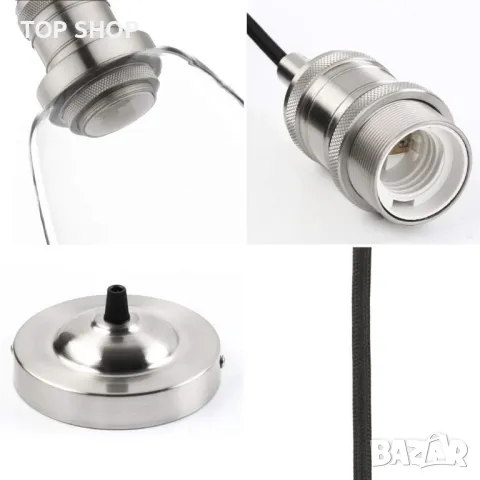 Phansthy Ретро висяща лампа с 2 м регулируема платнена тел, прозрачно стъкло, за E27 Edison крушки, снимка 7 - Лампи за таван - 49693487