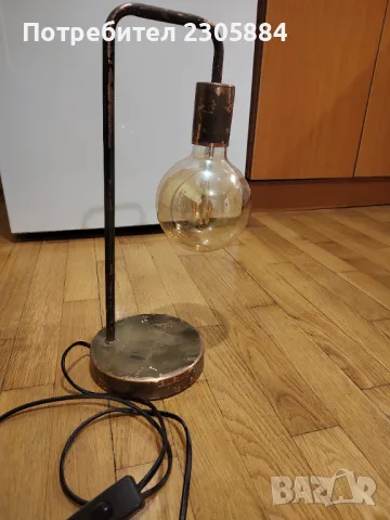 Медна настолна лампа тип индустриална, снимка 4 - Настолни лампи - 49805066