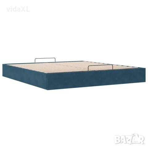 vidaXL Рамка за легло с османи без матрак Тъмно синьо 200x200cm Кадифе, снимка 6 - Спални и легла - 56147050