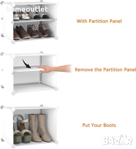 ПРОМОЦИЯ Комбиниран шкаф за съхранение / шкаф за обувки  / органайзер, 6 модула HOMIDEC X001CPUXCF, снимка 3 - Шкафове - 51963019