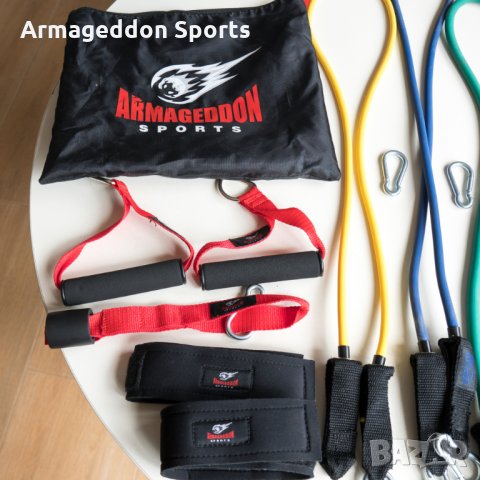 Комплект фитнес ластици за трениране от 11 части Armageddon Sports, снимка 11 - Спортна екипировка - 22239145