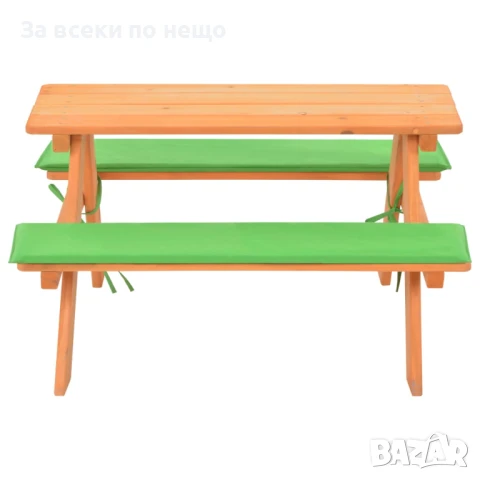 Детска маса за пикник с пейки, 89x79x50 см, ела масив Код P984, снимка 3 - Други - 51156003