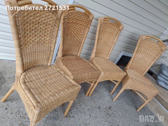 4 броя столове от естествен ратан, снимка 2 - Столове - 52707166