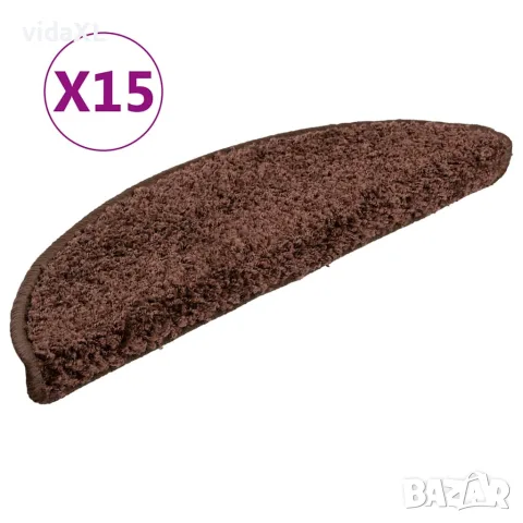 vidaXL Изтривалки за стълби, 15 бр., 56x17x3 см, кафяви, полукръгли, снимка 1 - Изтривалки - 56146063