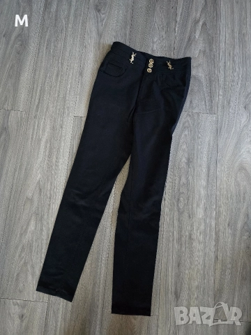 Жесток чер дамски панталон Yves Saint Laurent + златни брошки 