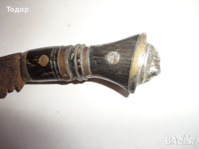 Стар нож кукри рог с кания , снимка 7 - Ножове - 54095735