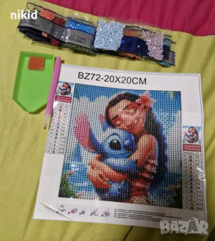 Ваяна Моана Moana и Стич детски 5D гоблен диамантен картина мозайка за направа по схема с камъчета, снимка 3 - Други - 49294053