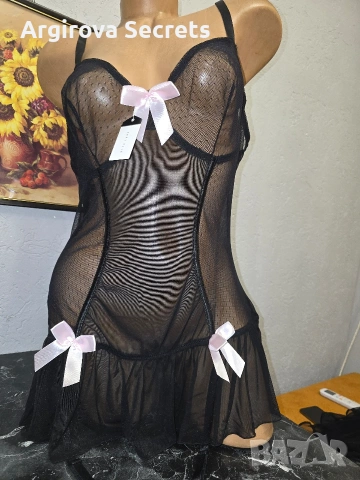 Елегантност и сексапил мрежест корсет тип нощничка с акценти 
