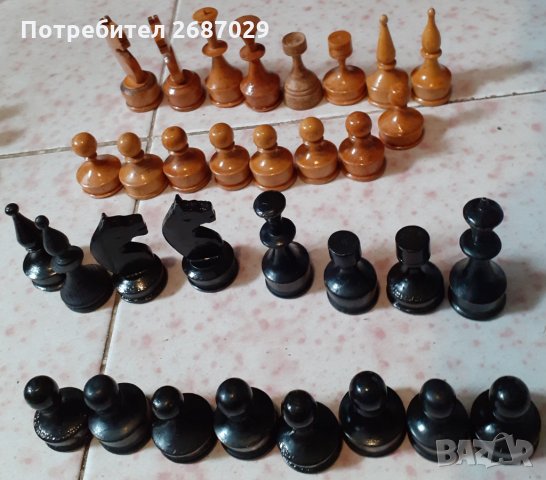 7 см цар. стари фигури за шах 32 броя, дърво, снимка 4 - Шах и табла - 34369387