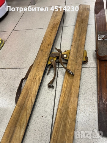 Винтидж детски дървени ски – сини, 90 см, снимка 4 - Зимни спортове - 52879551
