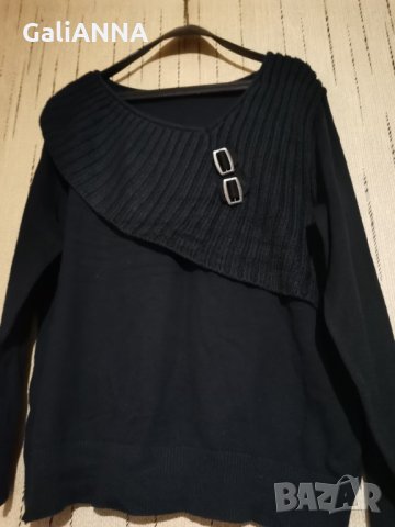 СТРАХОТЕН ПУЛОВЕР С ЕФЕКТНА ЯКА РАЗМЕР 2XL, снимка 2 - Блузи с дълъг ръкав и пуловери - 35371153