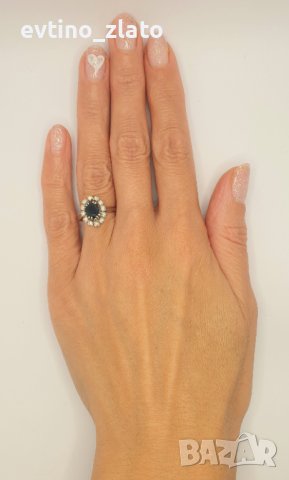 Златни  пръстени с диаманти и сапфири -750/18К, снимка 7 - Пръстени - 42881891