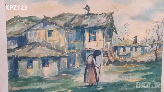 СТАРА КАРТИНА 20-те год. ПЕЙЗАЖ (акварел) / ПОДПИСАНА, снимка 3 - Картини - 29092263