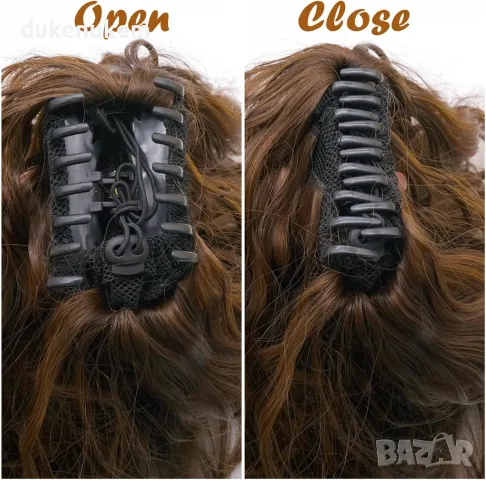 НОВИ! Синтетични екстеншъни за коса, светло-кафяво 60 см, снимка 3 - Аксесоари за коса - 48096220