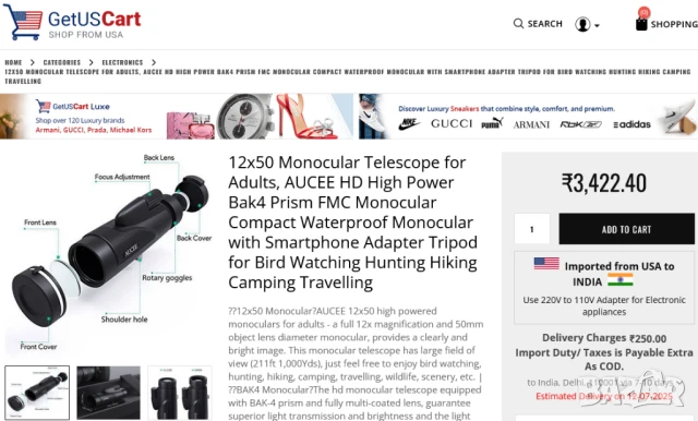 Оригинал АUCEE К-т 3-в-1 МОНОКЪЛ 12x50 Телескоп с Трипод и Адаптер Стойка за Камера Смартфон БАРТЕР, снимка 17 - Селфи стикове, аксесоари - 51099225