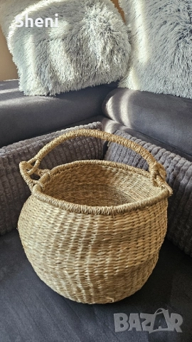 Плетена кошница с дръжка Ø35, снимка 4 - Декорация за дома - 52421775