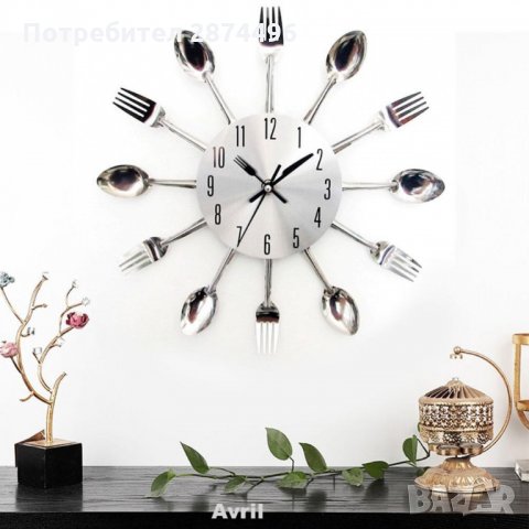 3981 Модерен кухненски стенен часовник вилици и лъжици 