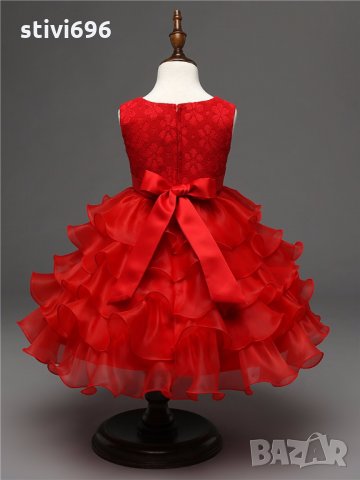 Детска рокля кристали червена ново. 3-4 години. Налична., снимка 3 - Детски рокли и поли - 30912093