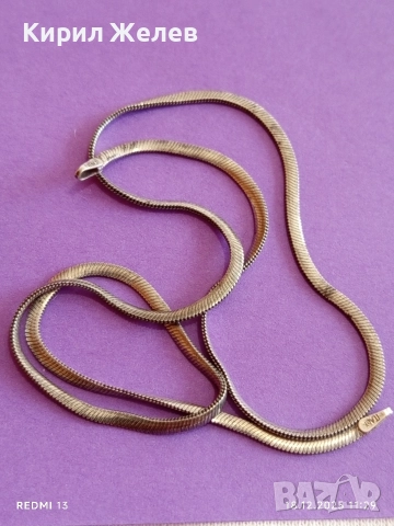 Сребърен синджир тип змийска плетка красив стилен дизайн Italy 48096, снимка 5 - Колиета, медальони, синджири - 52834917