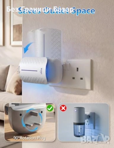 Нов Електрически UV капан за мухи комари молци с 6 лепенки пълнителя, снимка 5 - Други стоки за дома - 53915630