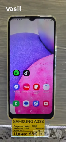 Samsung Galaxy A03s 32GB / 3GB RAM – Android 15 – ТЕСТВАН – ГАРАНЦИЯ