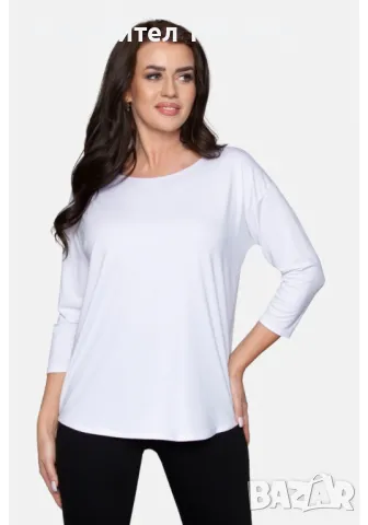 Дамска блуза с 34 ръкав в бял цвят CAMILLE