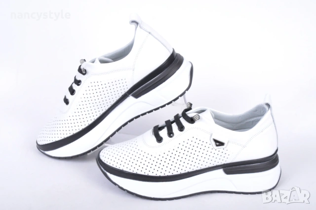 NEW! Бели дамски маратонки ниска платформа