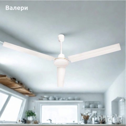 Метален таванен вентилатор Muhler MCD-54056 – 142 см (56"), 60W, с регулатор на стена, снимка 3 - Вентилатори - 53205223