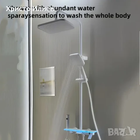 Душ система със светещ смесител Лед LED дисплей 4 функции бутони функция дъжд БЯЛ, снимка 8 - Смесители - 51416673