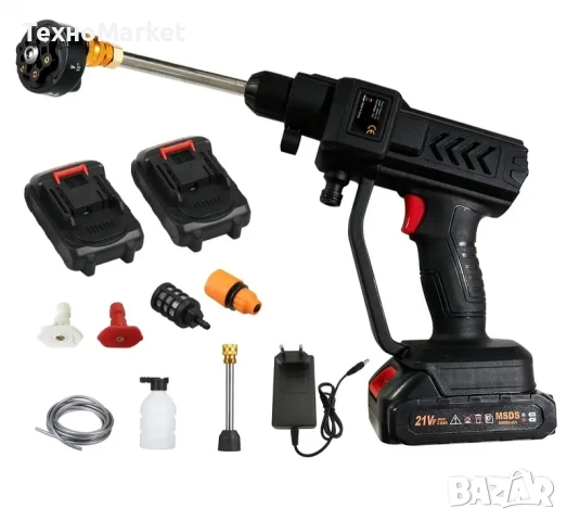 Безжична Водоструйка 60 Bar с Оригинални 21V Батерии и 5в1 Дюзи – За Авто, Двор и Поливане, снимка 4 - Аксесоари и консумативи - 50650075