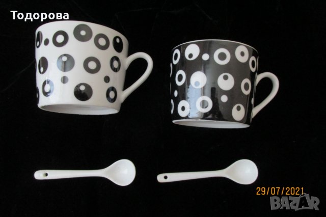 Сет  черно-бели чаши за кафе, снимка 3 - Чаши - 33690110