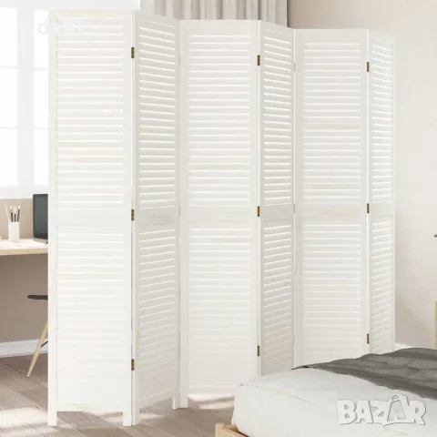 vidaXL Разделител за стая, 6 панела, ретро бял, дърво пауловния масив, снимка 2 - Паравани - 56147340