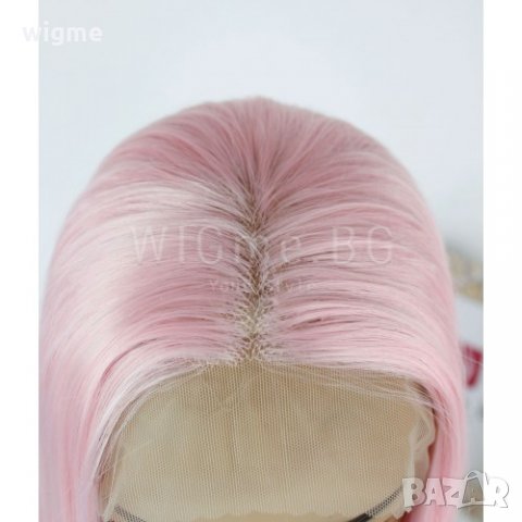 Дълга права розова лейс фронт перука Роузи, снимка 4 - Аксесоари за коса - 26778351