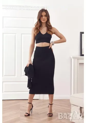 Дамски комплект от три части в черен цвят 01092 FASARDI, снимка 3 - Блузи с дълъг ръкав и пуловери - 47751134